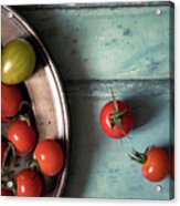 Tomatoes On A Pewter Plate #2 Acrylic Print