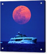 Yacht Cruise Under The Moon #2 Acrylic Print