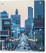 Des Moines Iowa Skyline In Usa At Night #20 Acrylic Print