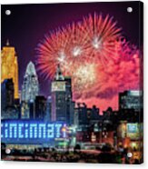 2019 Webn Fireworks Cincinnati Skyline Photograph Acrylic Print