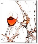 Broken Wine Glasses With Wine Splashes On A White Background Acrylic Print