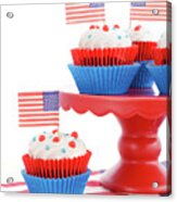 Happy Fourth Of July Cupcakes On Red Stand #3 Acrylic Print