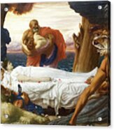 Hercules Wrestling With Death For The Body Of Alcestis By Frederic Leighton Acrylic Print