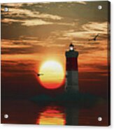 Pierres Noires Lighthouse With A Sunset #3 Acrylic Print