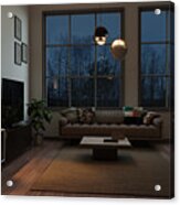 Scandinavian Style Living Room In The Evening #3 Acrylic Print