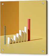 3d Of Arrows Business Growth Infographic Blank Template In Yellow Background Acrylic Print