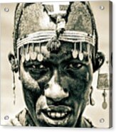 Portrait Of A Maasai Warrior 4285 Acrylic Print