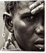 4335 Portrait Of Tanzania Maasai Warrior Acrylic Print