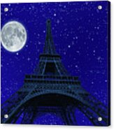 Tour Eiffel At Night With Fullmoon #5 Acrylic Print