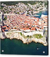 Town Of Dubrovnik City Walls Unesco World Heritage Site Aerial V #5 Acrylic Print