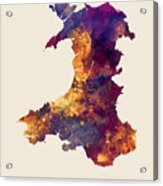 Wales Watercolor Map #5 Acrylic Print