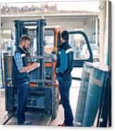Workers In Warehouse With Forklift #5 Acrylic Print
