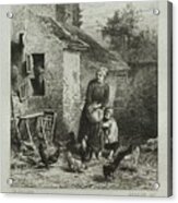 A Corner Of The Yard 1864 Charles Jacque French 1813 To 1894 Acrylic Print