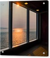 A Cruise Ship Window Sunset Acrylic Print