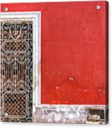 A Door To Remember - Red And Rustic Mexico Acrylic Print