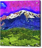 A Field, Forest And Snow Capped Mountains In Colorado Acrylic Print