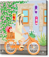 A Girl On A Bicycle Acrylic Print