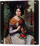 A Girl With Flowers By Jozsef Borsos Remastered Xzendor7 Fine Art Classical Reproductions Acrylic Print
