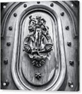 A Most Unusual Door Knocker Geneva Old Town Black And White Acrylic Print
