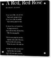 A Red, Red Rose - Robert Burns Poem - Literature - Typewriter Print 2 - Black Acrylic Print
