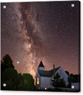 Abandoned But Not Forgotten - Antiochia Lutheran Nighscape #3 With Milky Way Acrylic Print