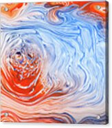Abstract Acrylic Pour Painting Orange Blue White Acrylic Print