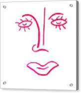 Abstract Pink Lady Face By Famous Artist Acrylic Print