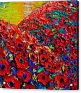 Abstract Poppy Hills 43 Textural Impressionist Impasto Palette Knife Oil Painting Ana Maria Edulescu Acrylic Print