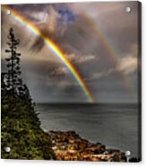 Acadia Double Rainbow Ii Acrylic Print