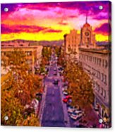 Aerial View Of W 4th Street In Downtown Santa Ana - Digital Painting Acrylic Print
