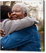 African American Senior Hugging Her Daughter Acrylic Print