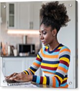 Afro Woman Using Laptop At Home Acrylic Print