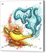 Children's Story Watercolor, Aladdin's Lamp Acrylic Print