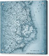 Albemarle And Pantego Railroad Vintage Map 1887 Blue Acrylic Print