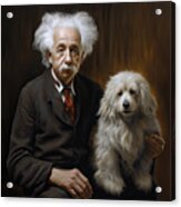 Albert Einstein With His Dog Acrylic Print