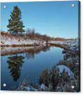 Alberta Spring Snow Reflections Acrylic Print