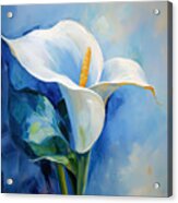 Alone In Blue- Calla Lily Paintings Acrylic Print
