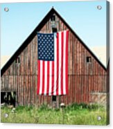 American Flag On Barn Acrylic Print