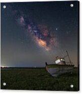 An Old Boat Under The Milkyway Acrylic Print
