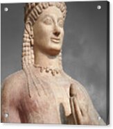 Ancient Greek Archaic Statue Of A Kore - Athens National Archaeological Museum Acrylic Print