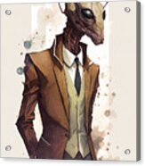 Ant In Suit Watercolor Hipster Animal Retro Costume Acrylic Print