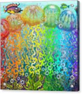 Aqua Jellyfish Rainbow Fantasy Acrylic Print