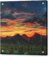 Arizona Sunset Over Tucson Mountains Acrylic Print