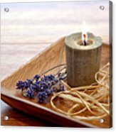 Aromatherapy Candle On Rocks In A Spa Acrylic Print