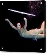 Artist Magically Floating With Her Flute 61 Acrylic Print