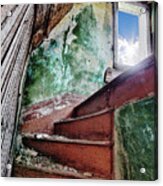 Ascendant -  Handcrafted Stairwell In The Abandoned Torgerson Farm Homestead Acrylic Print