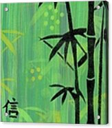 Asian Bamboo Abstract In Greens Acrylic Print