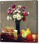 Asters And Fruit On A Table 1868 Acrylic Print