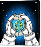 Astronaut Loves Earth Acrylic Print