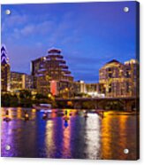Austin, Texas Downtown Skyline At Night Acrylic Print